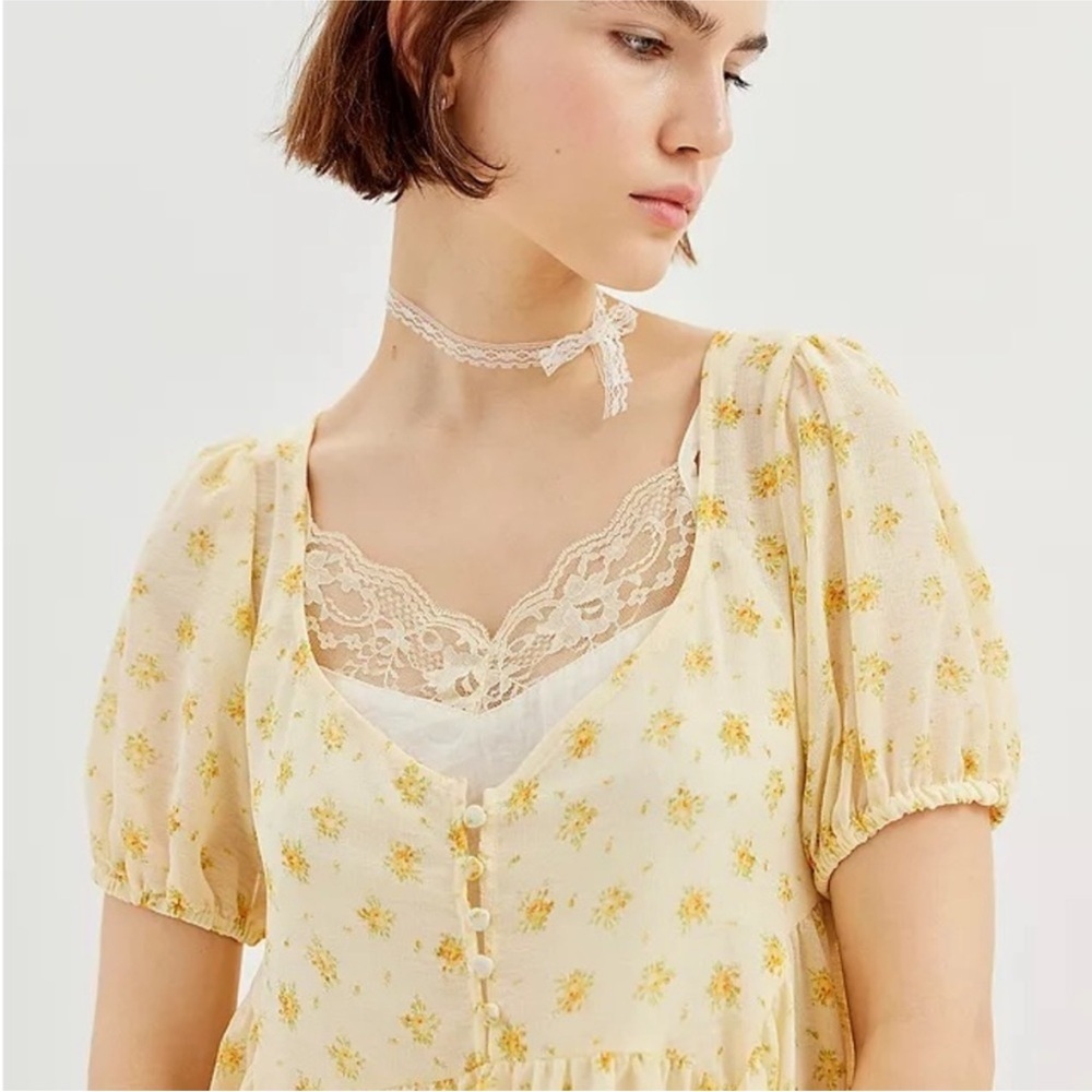 Urban Outfitters Cecilia Babydoll Mini Dress with Removable Slip — Size M - Picture 1 of 6